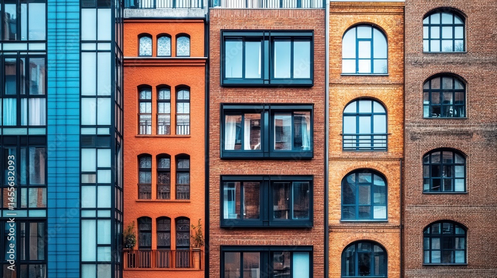 Fototapeta premium Modern and traditional brick building facades