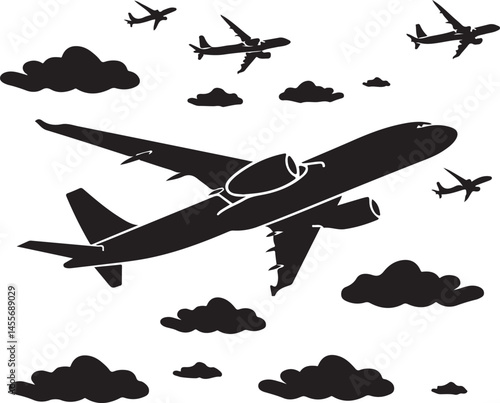 airplane flying over the clouds, airplane, plane, aircraft, sky, jet, travel, fly, air, flight, transportation, transport, flying, aviation, aeroplane, airliner, cargo, landing, airport, passenger, bu