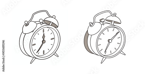 3D vector alarm clock with round face, ringing bells, and time shown 7:00 AM, minimal style
