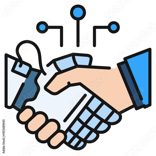 Robot Handshake Filled line Icon