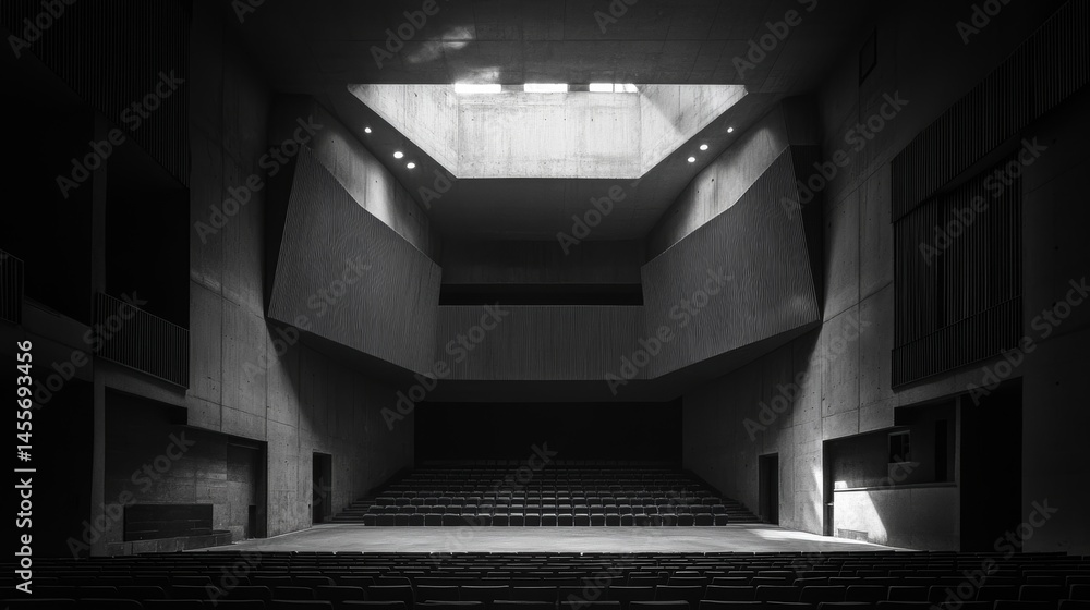 Fototapeta premium Modern Architectural Design Featuring Intricate Concrete Staircases and Unique Structural Forms in an Expansive Indoor Space