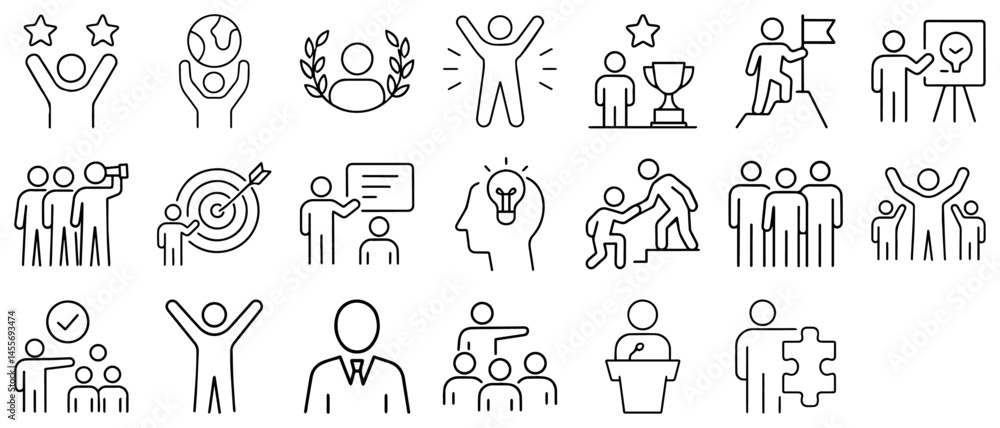 Leadership Line Editable Icons Set – Vector Illustration in Modern Thin Line Style Featuring Management Concepts like Teamwork, Delegation, Growth, Control, and Motivation Leadership Line Editable Icons Set – Vector Illustration in Modern Thin Line Style Featuring Management Concepts like Teamwork, Delegation, Growth, Control, and Motivation