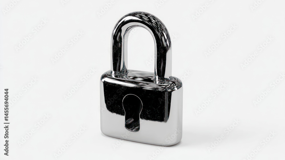 Secure Metallic Padlock on White Background Safety Protection and Security Concept Secure Metallic Padlock on White Background Safety Protection and Security Concept