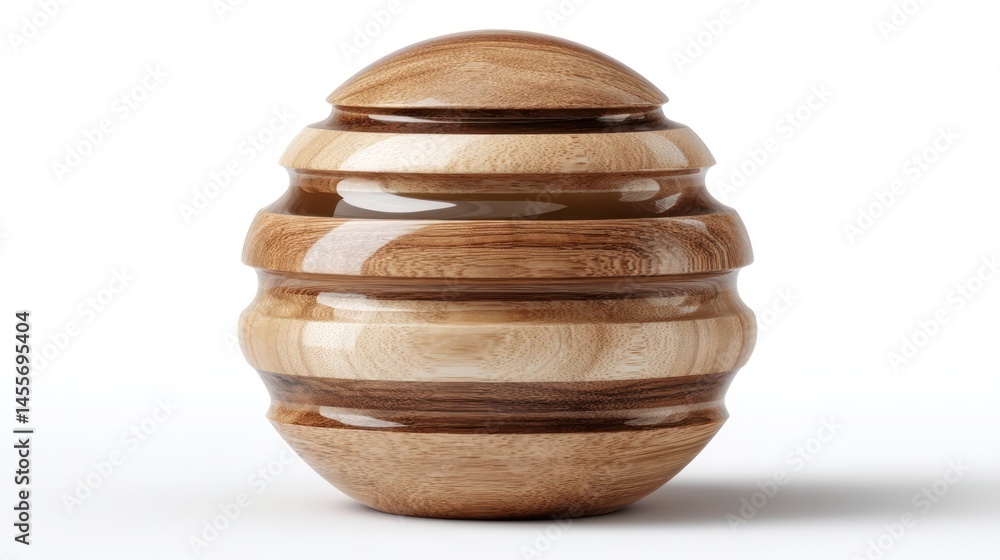 Stacked Wooden Bowls with Natural Grain Patterns and Glossy Finish Stacked Wooden Bowls with Natural Grain Patterns and Glossy Finish