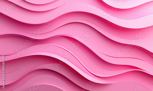 Abstract pink wave patterns in layered paper design for modern backgrounds.
