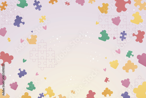 puzzle piece and pink background for text space in landscape screen