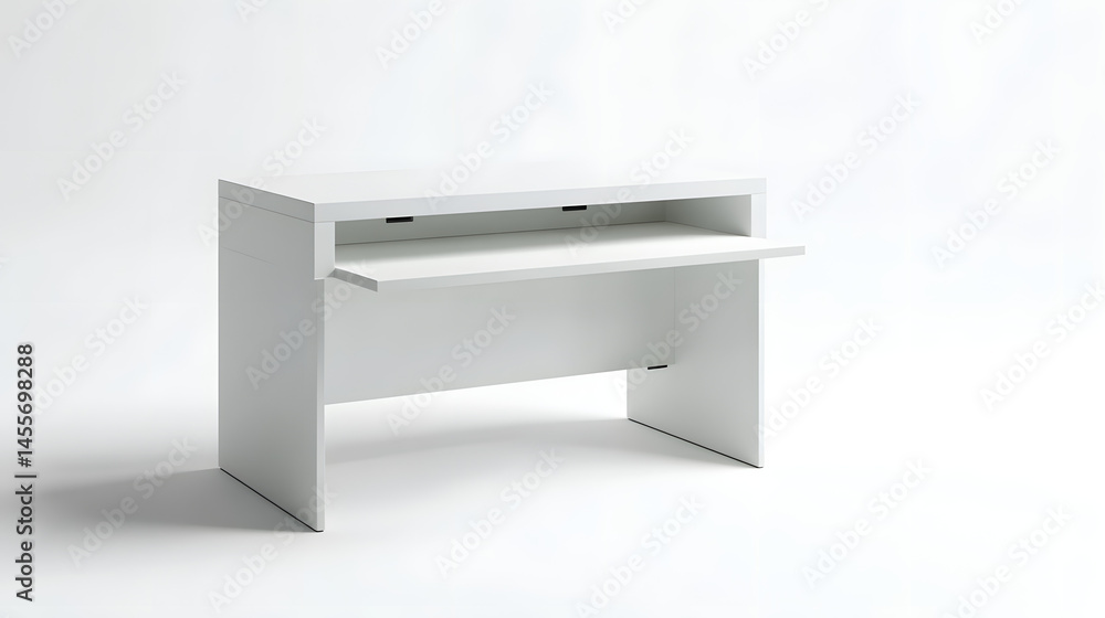 A Minimalist White Desk with a Smooth Surface A Minimalist White Desk with a Smooth Surface