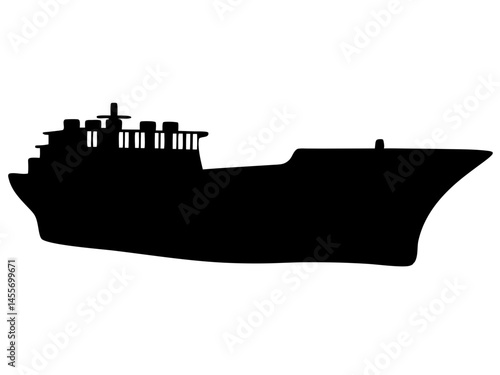 Container Ship  black simple  silhouette,cargo ship  vector illustration