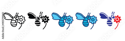 Insect And Flower Icon Set Multiple Style Collection