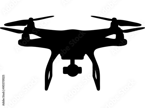 Drone black simple  silhouette  vector,Drone with camera icon