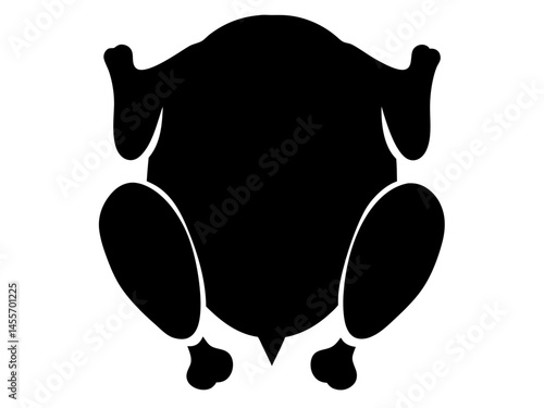 Grilled chicken  black simple  silhouette  vector,Cooked Bird Icon