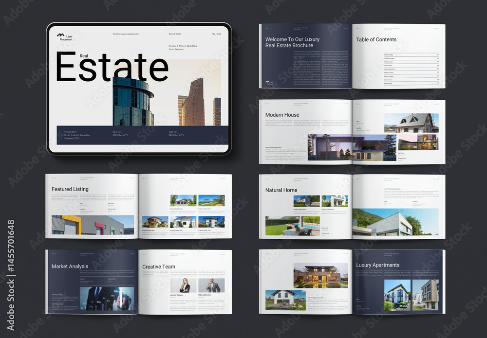 Digital Real Estate Brochure Layout Design Template Landscape Stock ...