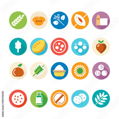 Colorful Round Food Allergen Icons