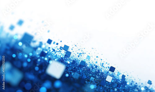 Wallpaper Mural Abstract blue digital background with sparkling squares and bokeh effects. Torontodigital.ca