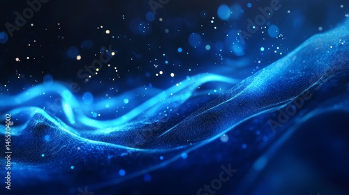 Waves of Shimmering Blue Light Create a Captivating and Serene Atmosphere in a Darkened Environment, Exemplifying a Beautiful Interplay of Science and Art