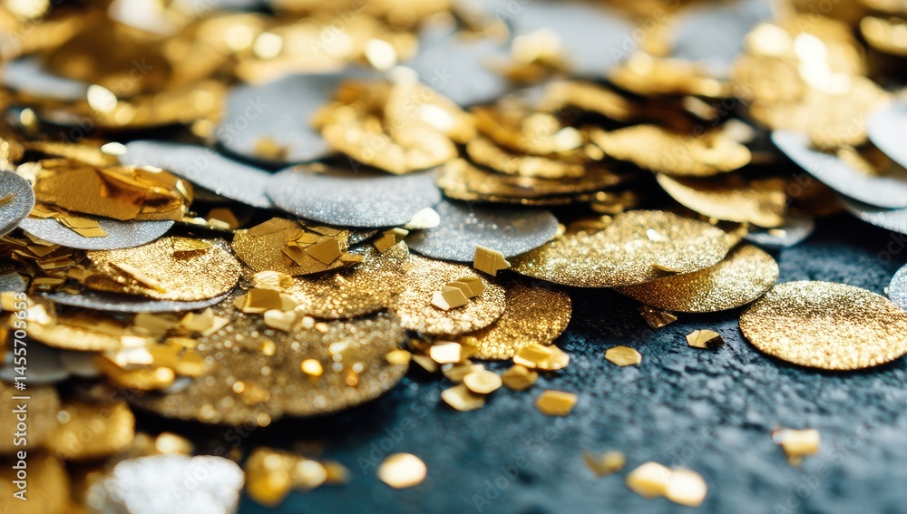 Glittery gold and silver confetti Glittery gold and silver confetti