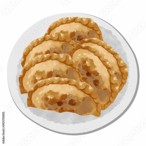 Golden Baked Empanadas Indonesian food called pastel on a Plate Ready for Serving and Enjoyment