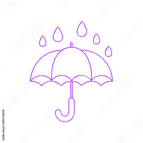 Rain icon with umbrella and droplets in minimalist style  