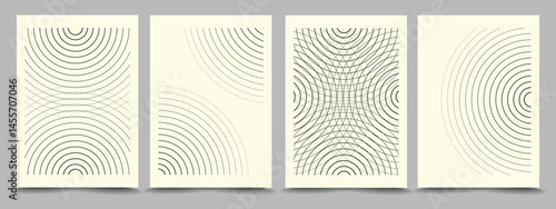 Abstract geometric poster set. Retro black and white pattern background collection. Lines art. Trendy pattern backgrounds op-art set