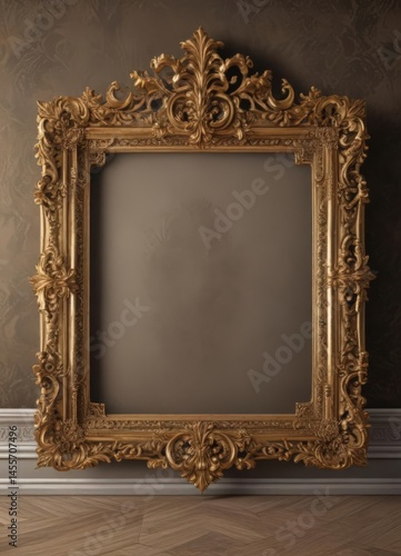 Elegant vintage frames on luxurious damask, ornate borders ,  photography,  golden,  ornate