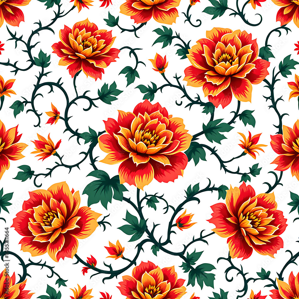 Floral Fantasy a seamless pattern of vibrant floral blooms, depicting an endless tapestry of life, full of captivating hues and organic forms. The design radiates elegance and harmony. Floral Fantasy a seamless pattern of vibrant floral blooms, depicting an endless tapestry of life, full of captivating hues and organic forms. The design radiates elegance and harmony.