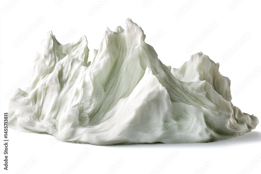 Sculptural, creamy, mountain range form, soft texture, light gray tones Sculptural, creamy, mountain range form, soft texture, light gray tones