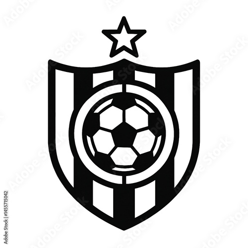 Black and White Striped Soccer Emblem with Star