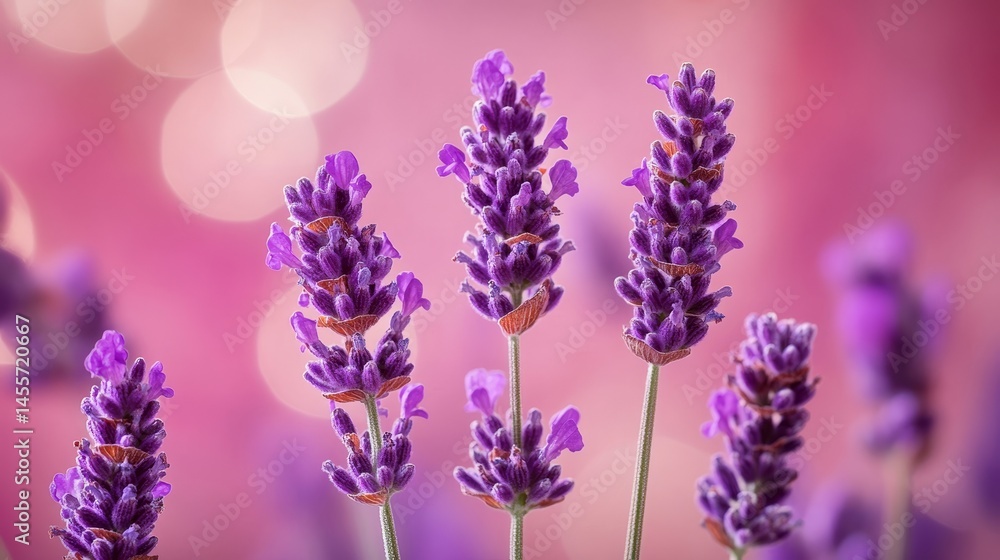 Obraz premium Beautiful Lavender Flowers in Full Bloom With Soft Focus Background Creating a Serene Atmosphere in a Sunny Garden During Late Afternoon