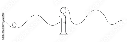 Continuous one line drawing silhouette of information symbol. The Information linear icon. One line drawing background. Vector illustration. Linear information background