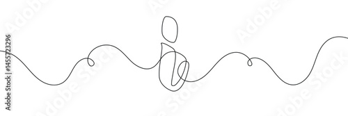 Continuous one line drawing silhouette of information symbol. The Information linear icon. One line drawing background. Vector illustration. Linear information background