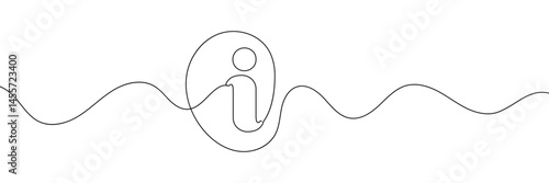 Continuous one line drawing silhouette of information symbol. The Information linear icon. One line drawing background. Vector illustration. Linear information background