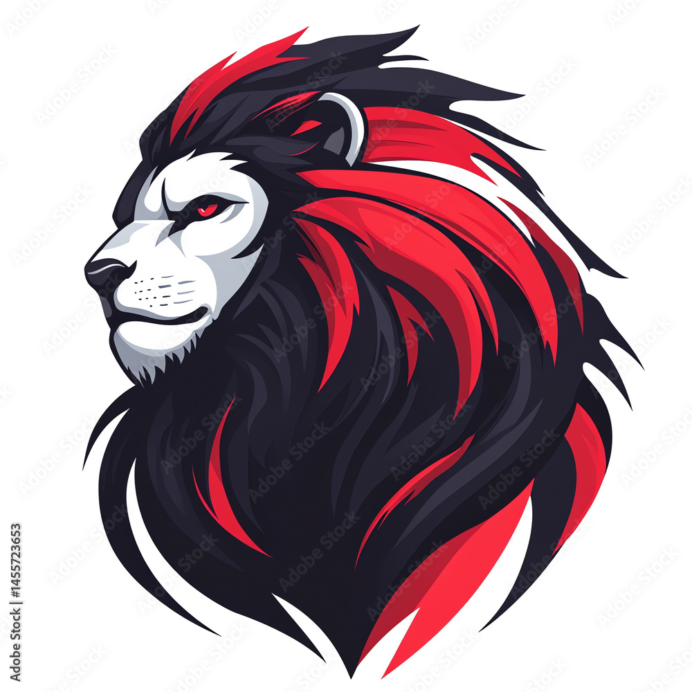 Fototapeta premium Fierce lion profile on transparent background