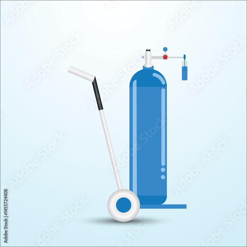 Gas cylinder vector oxygen cylinder and gas-cylinder illustration set of cylindrical container with liquefied compressed oxygen vector with patient