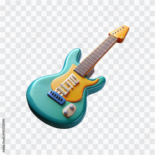Electric Guitar Icon Render | Musical Instrument PNG | Rock Music Guitar Illustration