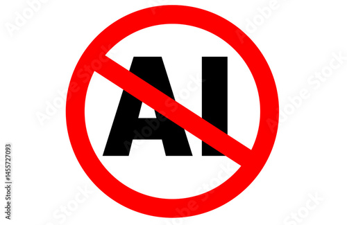 AI Stop Sign With Red Circle Shape On Transparent Background