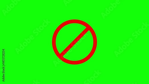 Red sign stop, cross, x, ban, cancel, prohibited icon animation on white background. 4k ob green screen