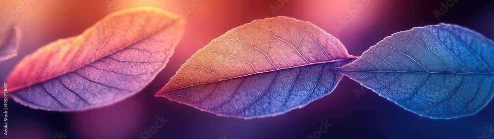 Fototapeta premium Vibrant, flowing leaves in a gradient of colors.