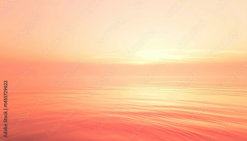 Obraz premium Sunset reflection over calm waters serene seascape digital art tranquil environment wide-angle view nature's beauty