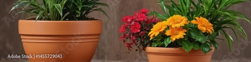 Charming terracotta pot overflows with inch plant & colorful companions ,  detail,  plant life,  photography