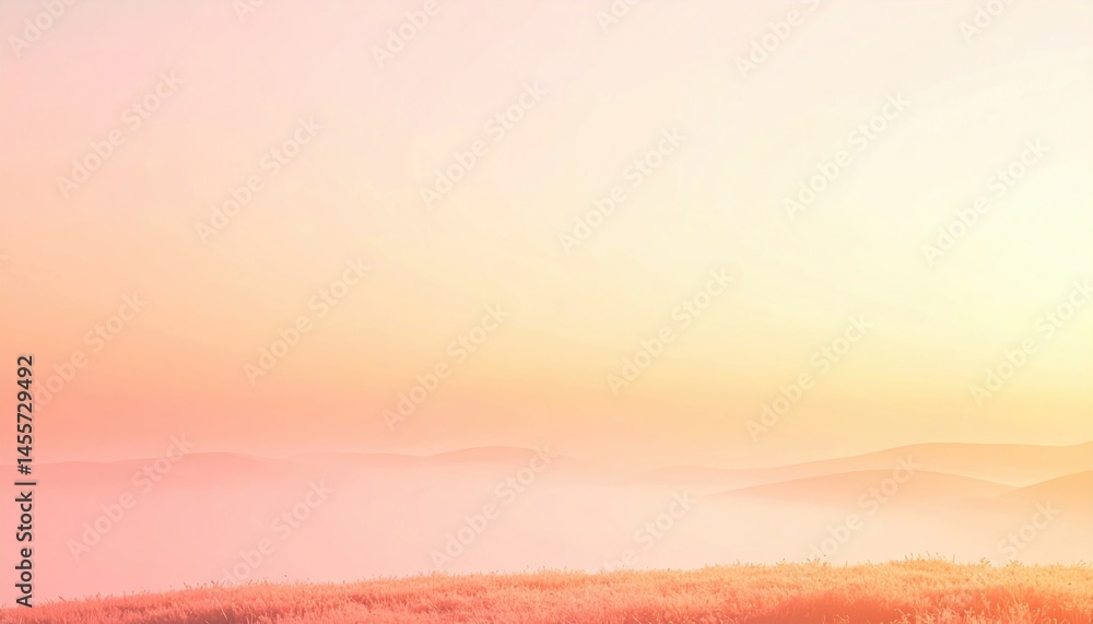 Fototapeta premium Captivating sunrise over misty landscape nature photography serene environment horizontal view tranquility concept