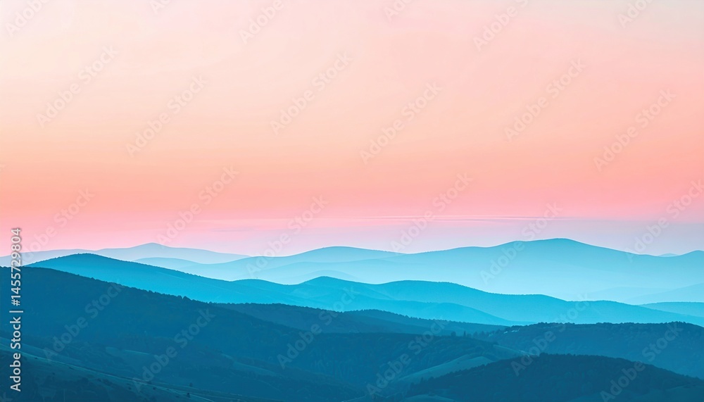 Fototapeta premium Sunset over rolling hills nature landscape tranquil environment panoramic view serenity concept