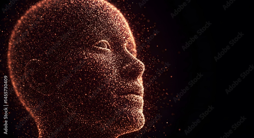 Glowing Red Particle Human Head for Health and Medical Stock Photography HD