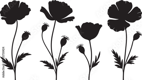 This title emphasizes the delicate beauty of the poppy flowers, capturing their natural elegance in a minimalist design.