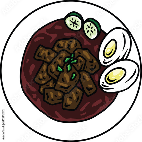 Rawon Indonesian Local Food Illustration