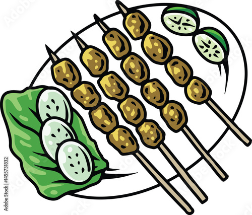 Sate Indonesian Local Food Illustration