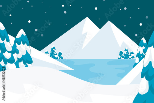 landscape snow place with mountain view