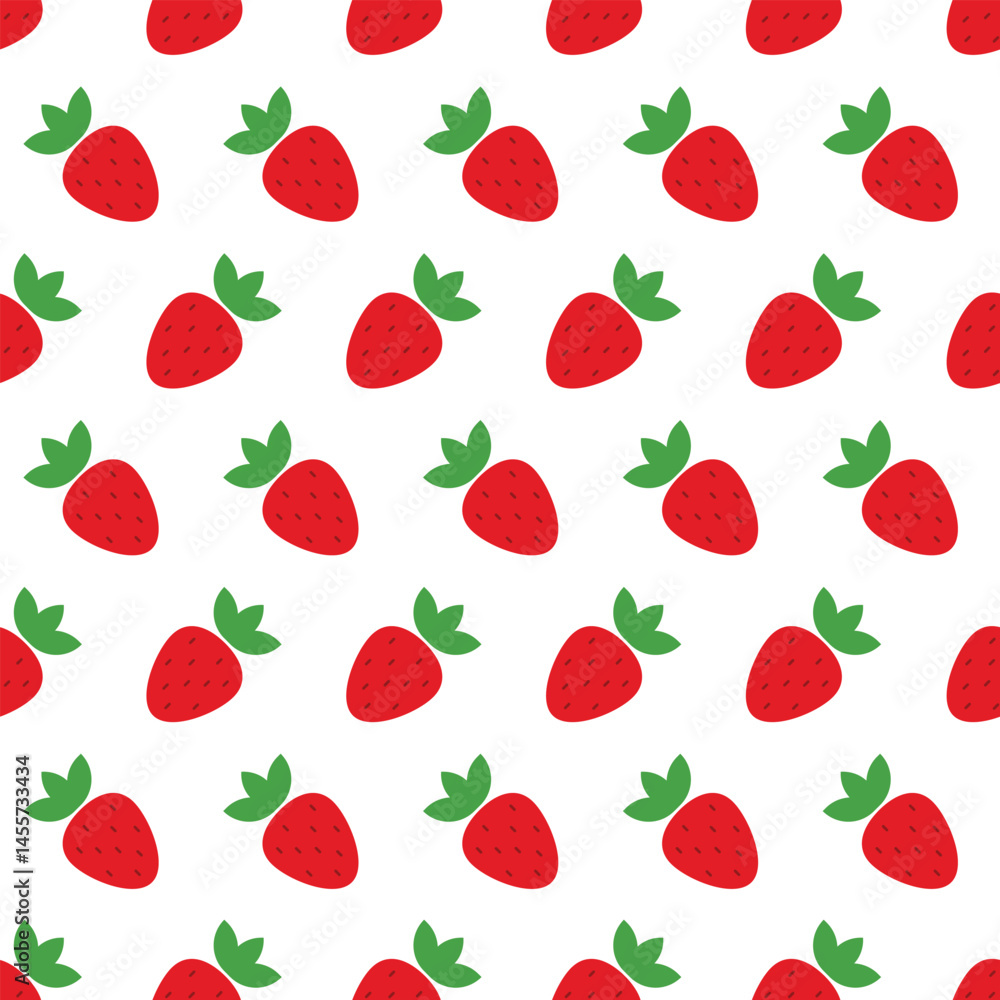 Vector seamless pattern with red strawberries on a white background Vector seamless pattern with red strawberries on a white background