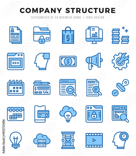 Company Structure Icons bundle. Two Color style Icons. Vector illustration.