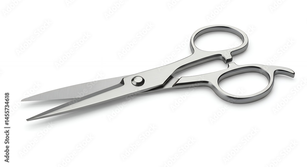 Isolated stainless steel scissors on white background for cutting and grooming concepts Isolated stainless steel scissors on white background for cutting and grooming concepts