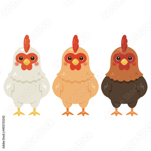 ニワトリの色違いイラストセット